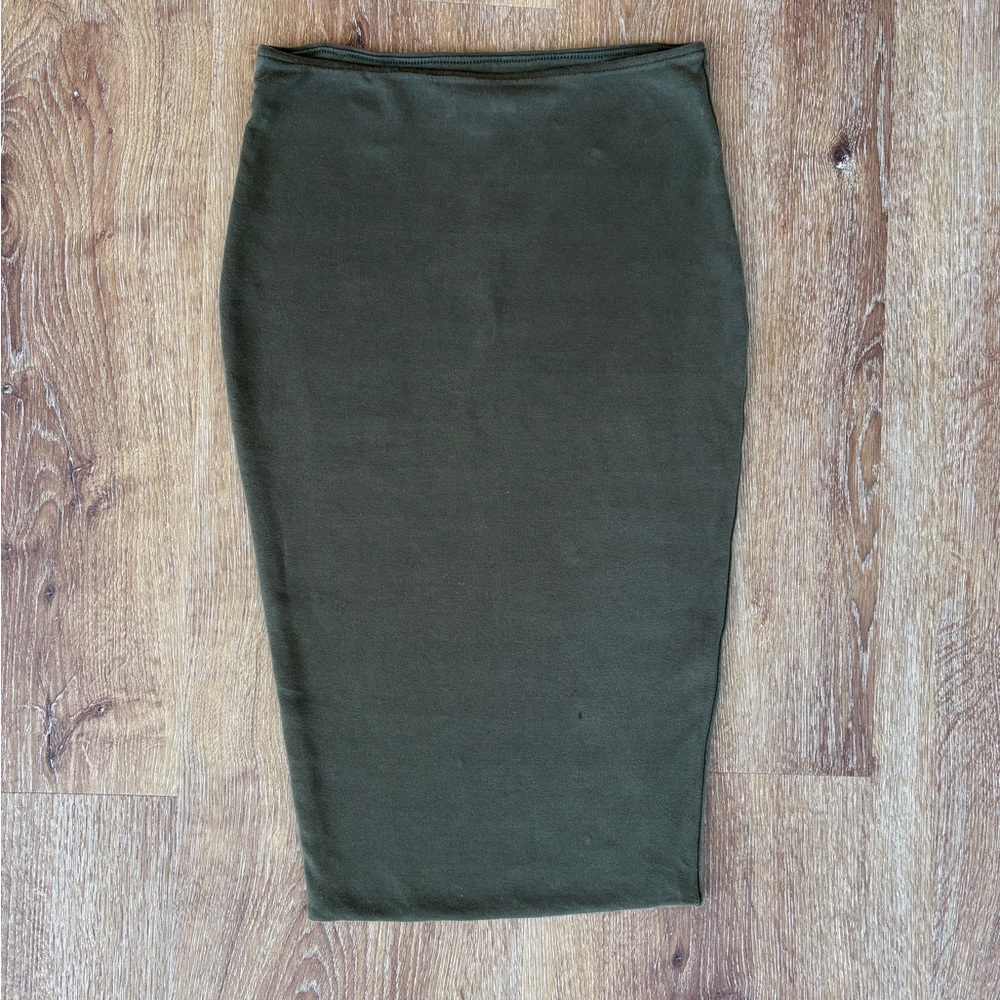 Kookai Stretch Pencil Skirt in Khaki AU1/US2| Minimalist, Spring